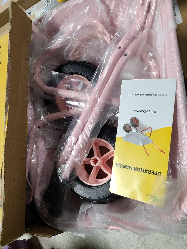 Photo 1 of 3T GROUP Kids Wheelbarrow Set,Toddler Wheelbarrow,Child Wheelbarrow Toy for Kids,Metal Wheelbarrow Heavy Duty,Small Wheel Barrow Barrel All Seasons Gifts for Kid,Children Pink(Pink)