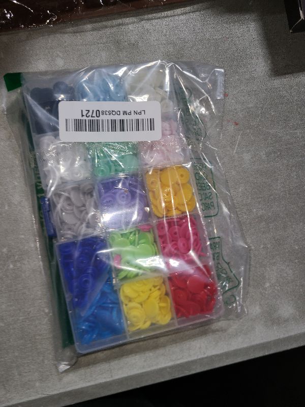 Photo 1 of 150 Sets Plastic Snaps Fasteners T5 Resin Snap Buttons Kit Plastic Snap Buttons for Clothing Sewing Crafting No-Sew Round Buttons with Storage Organizer for Crafts Cloth Diaper Bibs Bags (15 Colors)