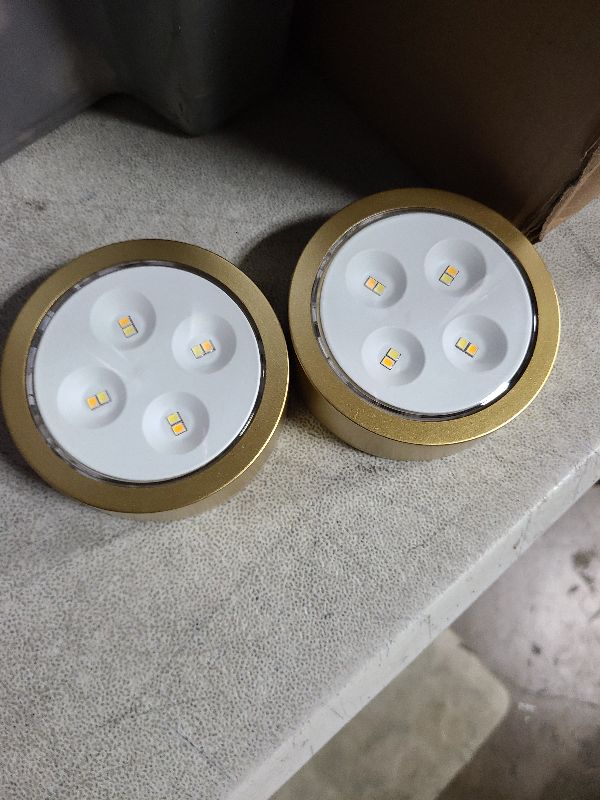 Photo 1 of 3Pcs Battery Operated Picture Light, Magnetic Led Painting Light with Remote Dimmable and Timer, 3 Lighting Modes Art Display Light for Picture Frame Paintings, Wireless Wall Decor Puck Lights, Gold