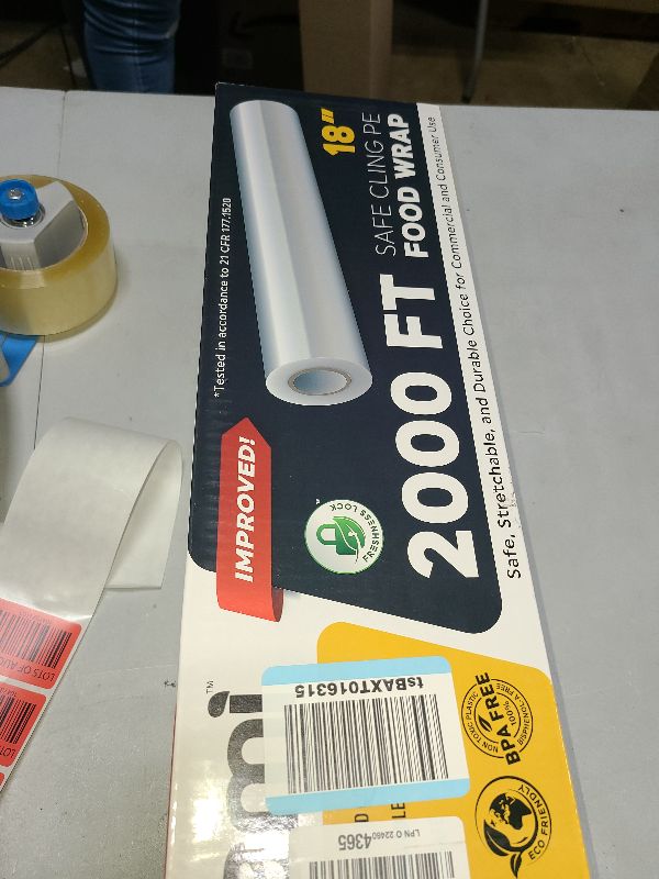 Photo 1 of PAMI Plastic Food Wrap 18 Inch Wide X 2000ft, Clear Bpa Free Cling Wrap with Dispenser Box, Commercial Food Wrap Microwave Freezer Safe