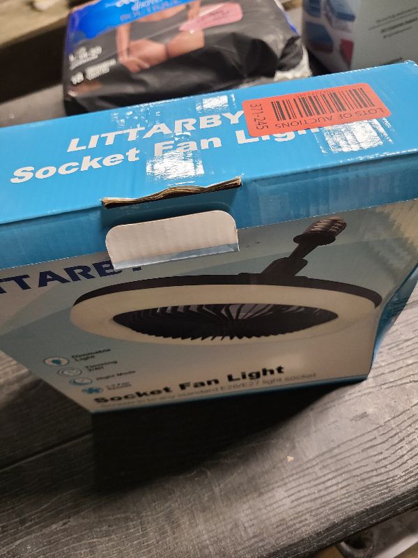 Photo 1 of Socket Fan Light with Remote Control, 3 Colors 3000K-6500K Dimmable LED Light Bulb Fan Screw in Ceiling Fan for Bedroom, Kitchen, Storage Room, Closet, Wireless Small Ceiling Fans with Lights - White