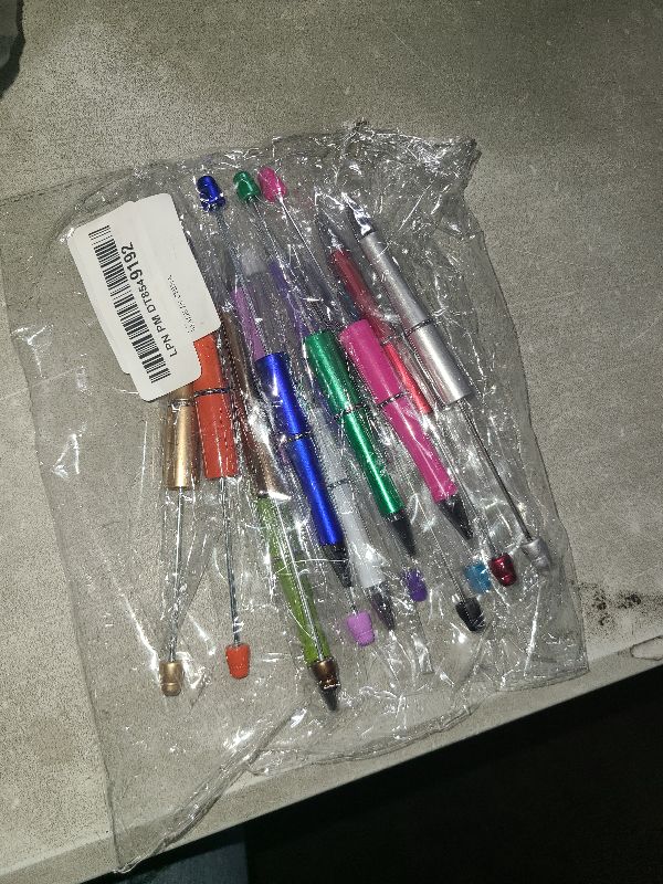 Photo 1 of **BEADS NOT INCLUDED AND ONE IS MISSING**
hesong 15 Pieces Beadable Pens - Beaded Pens Colourful Plastic Diy Black Ink Ballpoint Pens Bulk - Bead Pens Suitable For Teacher, Students, Office, School, Graduation Gift Supplies