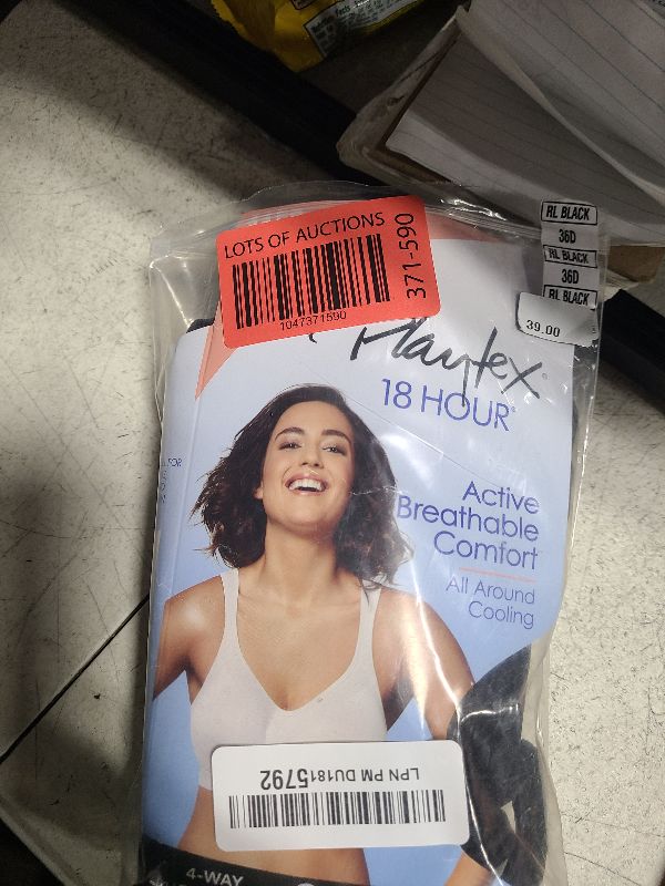 Photo 1 of PLAYTEX Womens 18 Hour Wireless Seamless Full-coverage T-shirt With Smoothing Support, Us4159 Bras, Real Black, 36D US