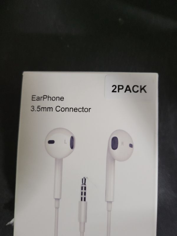 Photo 1 of 2 Pack for Apple Earbuds Wired [Clear Call], [MFi Certified] 3.5mm Headphones with Microphone Volume Control HiFi Stereo for iPhone/iPad/Kindle/Weather Radio