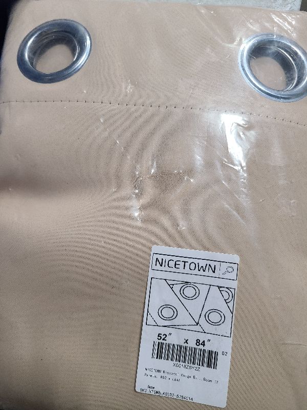 Photo 1 of NICETOWN Biscotti Beige Blackout Curtains 84 inches Long for Bedroom - Thermal Insulated Solid Grommet Room Darkening Window Treatments Sound Reducing for Living Room (2 Panels, W52 x L84)