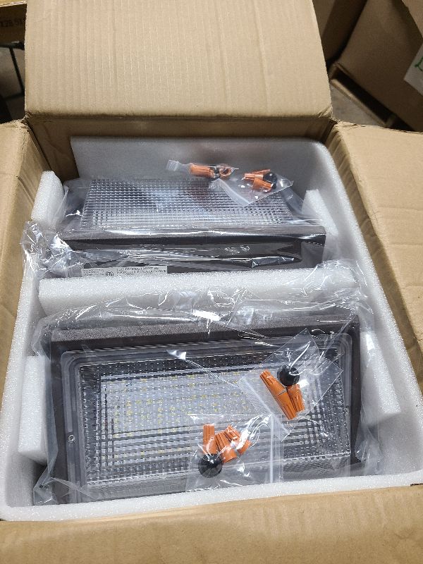 Photo 1 of 4PACK Dusk to Dawn 100W LED Wall Pack Light Fixture, 13000LM 400-600W HPS/HID Equivalent, 5000K Daylight Commerical/Industrial Outdoor Security Lighting, ETL for Parking Lot,Warehouse,Entrance