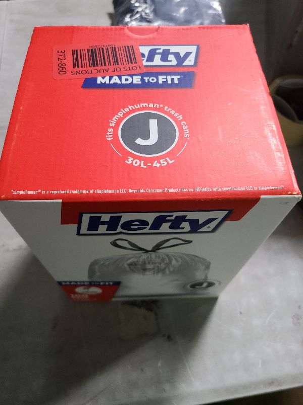 Photo 1 of Hefty Made to Fit Trash Bags, Fits simplehuman Size J (12 Gallons), 100 Count (5 Pouches of 20 Bags Each) - Packaging May Vary