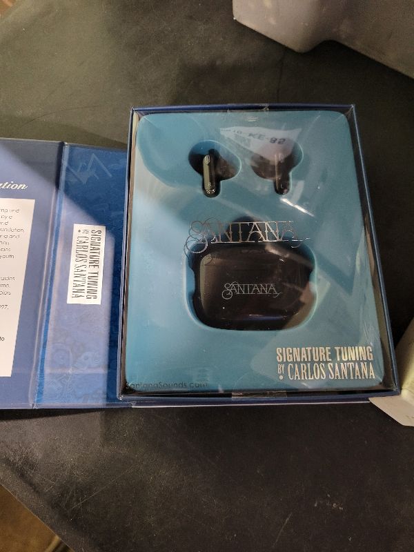 Photo 1 of Mambo by Carlos Santana, True Wireless Earbuds Bluetooth Headphones with Charging Case, Bluetooth Earbuds with Voice Isolating Microphone, Deep Bass Stereo Headsets for Sports & Gaming (Black)