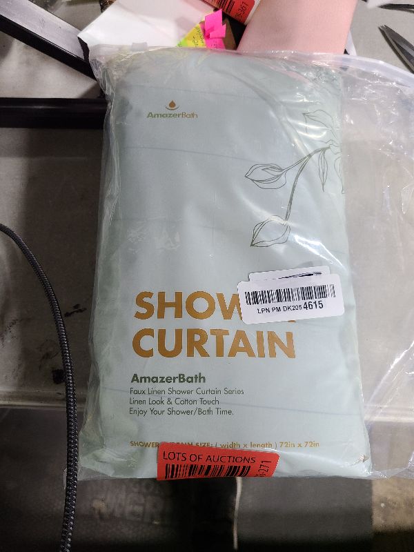 Photo 1 of AmazerBath Boho Shower Curtains for Bathroom, Farmhouse Shower Curtain with Tassels, Faux Linen Shower Curtain Beige, Striped Shower Curtain with Hooks, Rustic Shower Curtain Green, 72x72 Inches