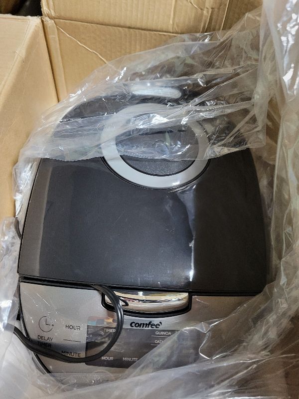 Photo 1 of COMFEE' Rice Cooker 12 Cups Cooked/6 Cups Uncooked, Portable Non-Stick Rice Maker, Japanese Rice Cooker with Fuzzy Logic Technology, 24-Hour Timer Delay, 11 Presets, Steamer, Fast Rice Cooker, Grain Cooker, Black