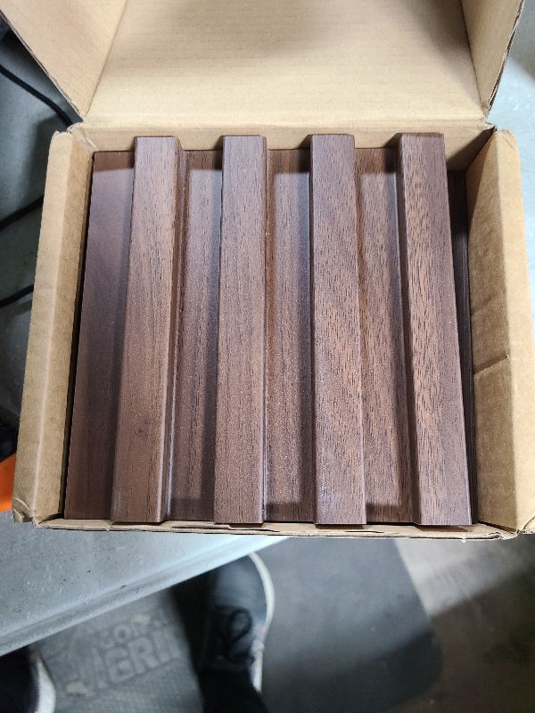 Photo 1 of Art3d Slat Wood Wall Paneling for Interior and Ceiling Decoration - 4 Samples Pack, 6 x 5.7in.