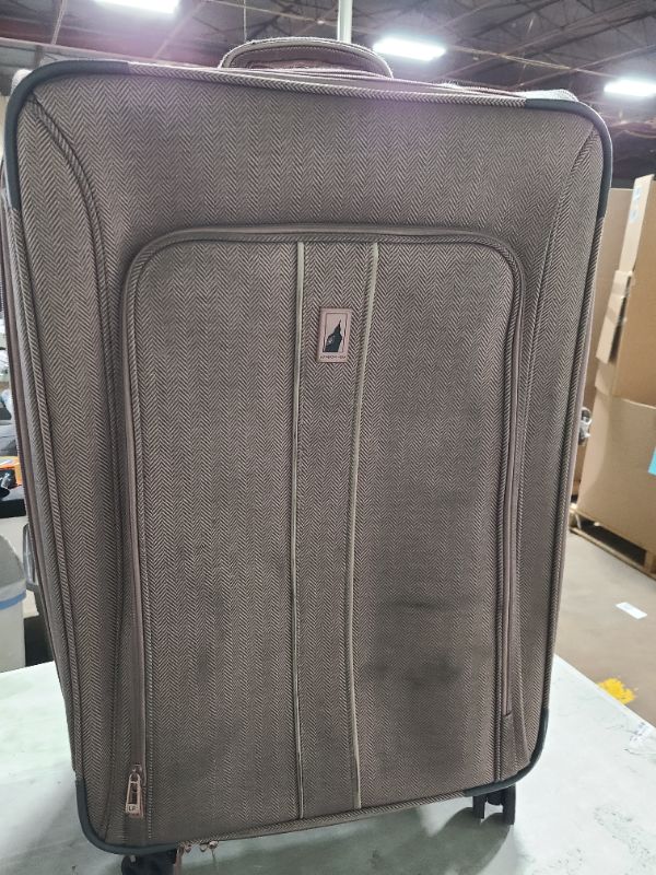 Photo 1 of LONDON FOG Newcastle Softside Expandable Spinner Luggage, Rose Charcoal Herringbone, Checked-Large 28-Inch