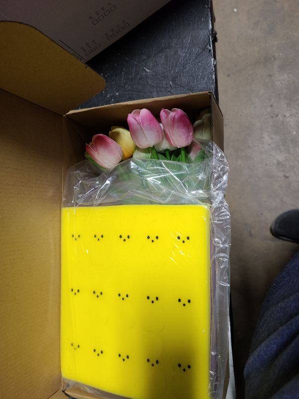Photo 1 of Jamuss Easter Decorations,Easter Peeps Decor,15 Artificial Tulips with 45 Bunnies Vase Filler Set,Perfect Spring Decor for Home,Table & Centerpieces