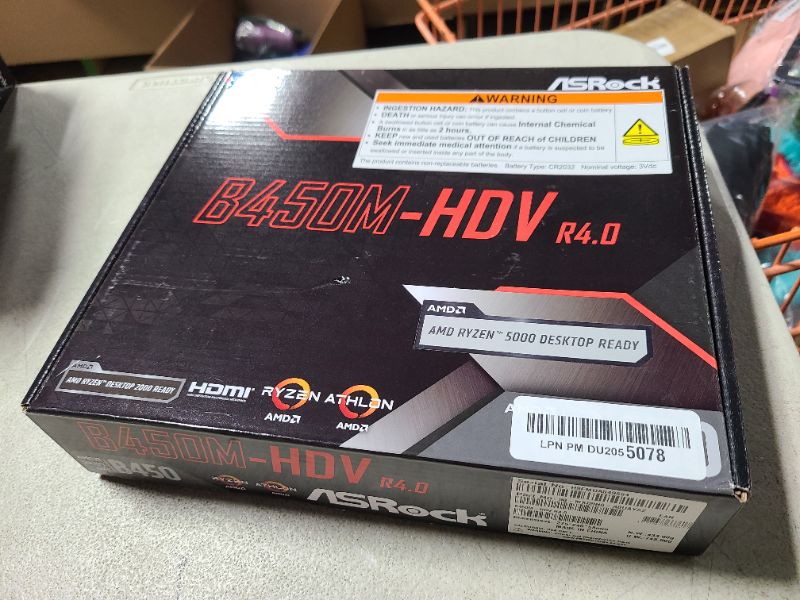 Photo 1 of B450M-HDV R4.0 AMD B450 AM4 Socket Ryzen 2000 - 5000 Processors DDR4 3200 64GB HDMI DVI-D D-Sub Motherboard SATA 6Gb/s Micro ATX M.2