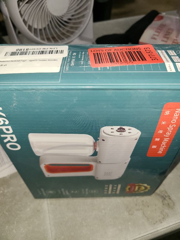 Photo 1 of Disinfectant Sprayer Professional Disinfectant Fogger Machine, 380ml Wireless Nano Sprayer Gun Handheld Sanitizer Fogger, Blue Light Foggers for Touchless Sanitization (Orange)