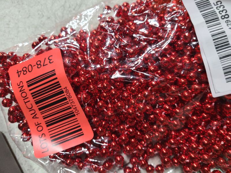 Photo 1 of 24 PCS Red Mardi Gras Beads, Red Christmas Bead Necklaces, Red Valentine Beads Necklaces, 4th of July Beads Necklaces, 33'' 7 mm Party Beads for Patriotic Day, Mardi Gras, Christmas Party Favors