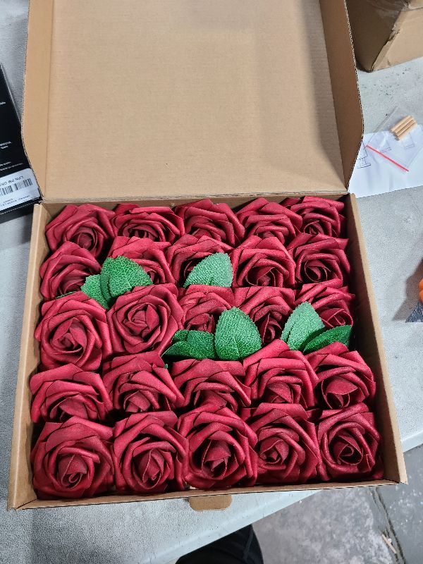 Photo 1 of 25pcs Red Foam Rose, Artificial Rose Flowers Bulk with Stem,Fake Roses for Flower Wall Decor,DIY Crafts, Wedding Bouquets Floral Arrangements,Party Home Decor (red)