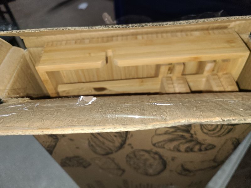 Photo 1 of BakedBin Corner Bread Box for Kitchen Countertop - New 2025 Design, Vintage Bamboo Wooden BreadBox, Large, Double Layer Storage for Homemade Bread, Sourdough, Panera, Under Cabinet Organizer