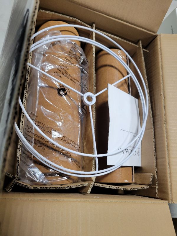 Photo 1 of GO&SO 9.8" Brown Tall Lamp Shades Small Drum, Vintage Lampshades for Table Lamps & Wall Lamp, Rustic Faux Chamois Leather Fabric Lampshades, 9.8" x 9.8" x 10.8" (Spider) Required Assembly(Set of 2)