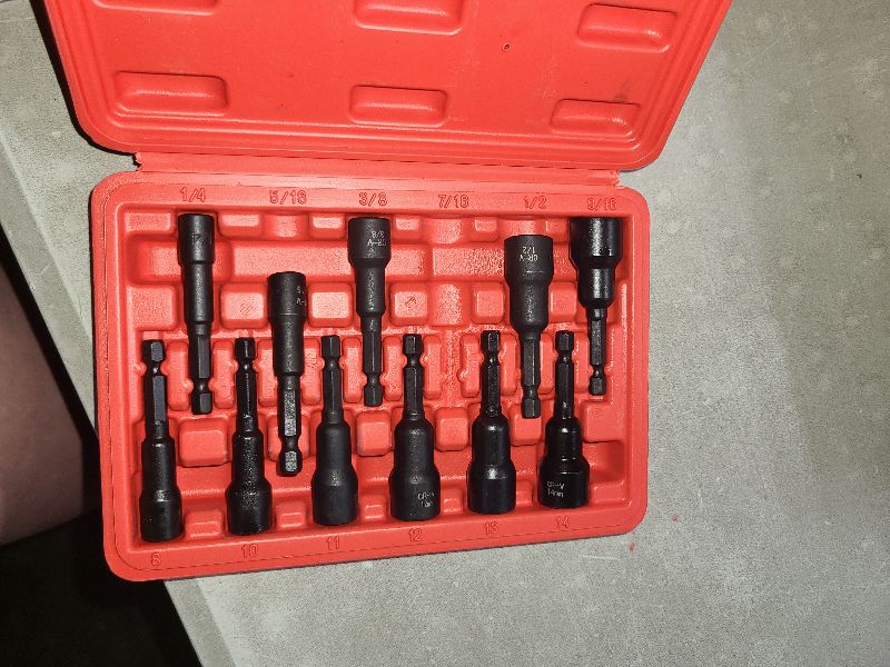 Photo 1 of 12-Piece Magnetic Nut Driver Set - Premium Impact Power Hex Nut Driver Drill Bit Master Kit, SAE & Metric, 1/4-Inch Quick-Change