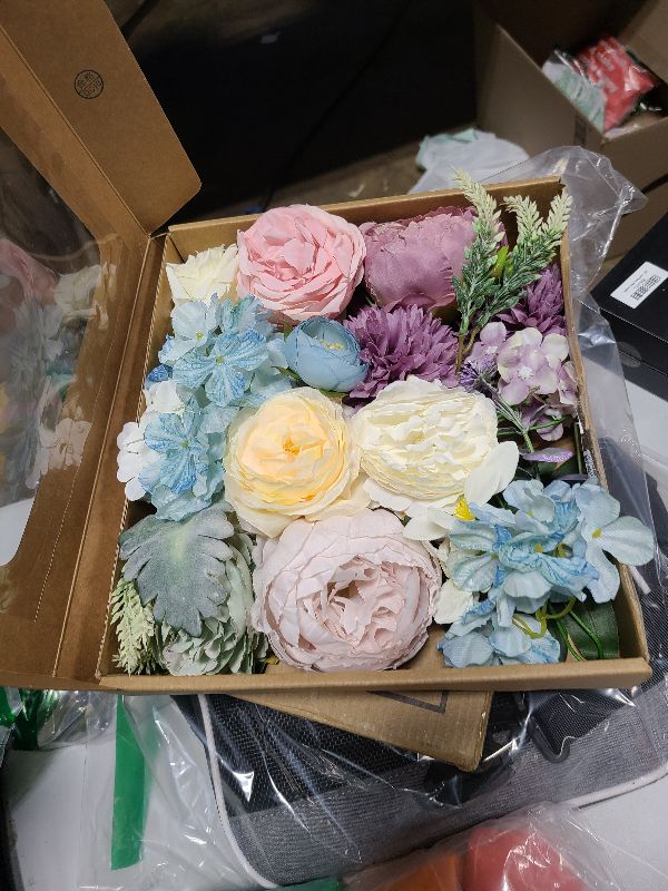 Photo 1 of Floweroyal Artificial Flowers Combo Fairy Blue Flowers Mix Silk Flowers Fake Roses with Stems for DIY Wedding Bridal Bouquets, Baby Shower, Floral Arrangement, Table Centerpieces, Home Decorations.