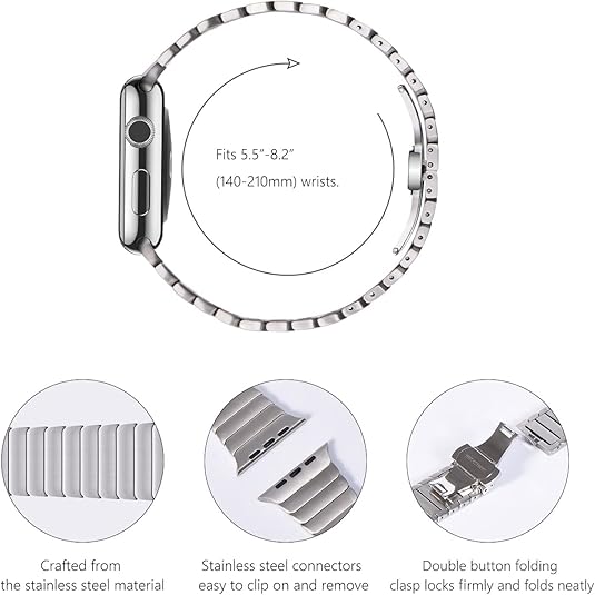 Photo 1 of MARGE PLUS Compatible with Apple Watch Band Series 10, Ultra 2, SE, Ultra 9 8 7 6 5 4 Women and Men, Stainless Steel Mesh Loop Magnetic Clasp Replacement for iWatch Bands 38mm 40mm 41mm 42mm Silver