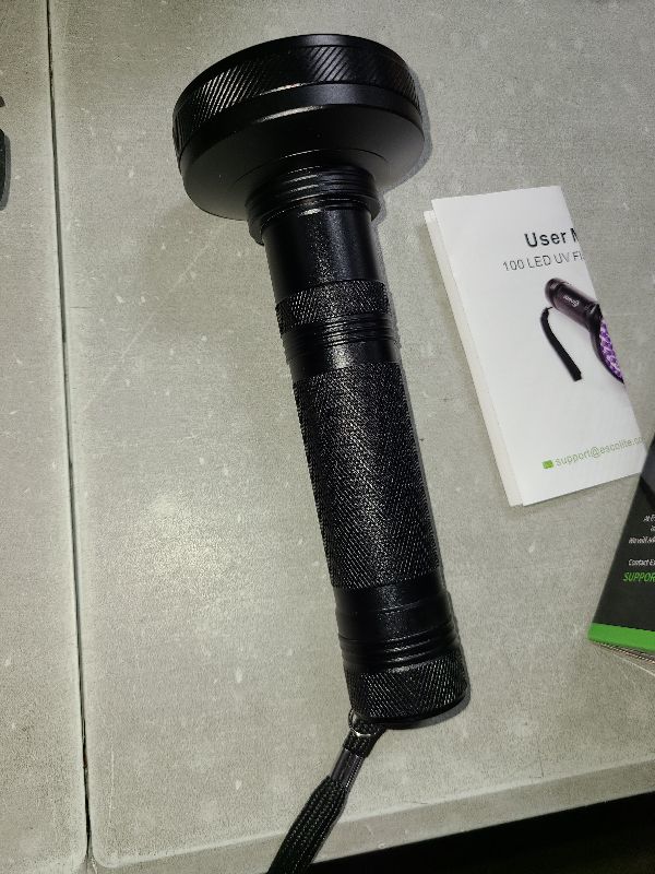 Photo 1 of ESCO LITE UV Flashlight Black Light, 100 LED 395 nM Ultraviolet Flashlights UV Blacklight Detector for Dog Urine, Pet Stains and Bed Bug, Matching with Pet Odor Eliminator
