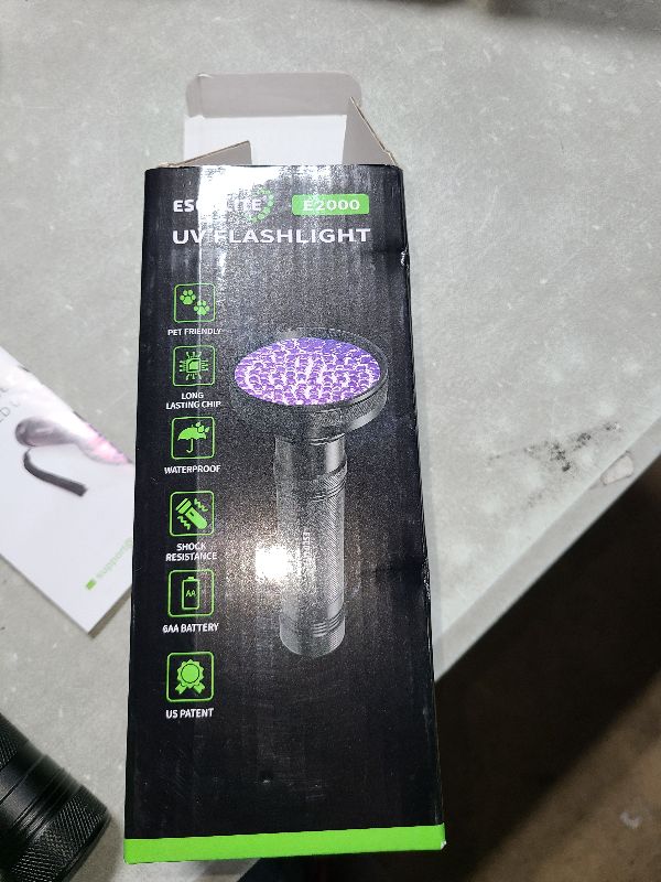 Photo 1 of ESCO LITE UV Flashlight Black Light, 100 LED 395 nM Ultraviolet Flashlights UV Blacklight Detector for Dog Urine, Pet Stains and Bed Bug, Matching with Pet Odor Eliminator