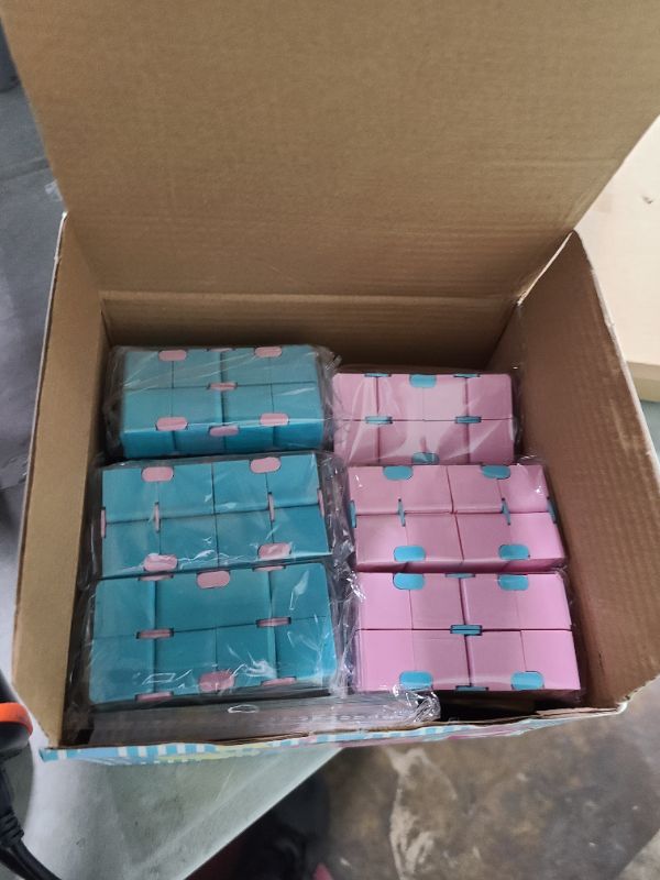Photo 1 of 28 Pack Valentines Day Gifts for Kids, 4 Color Infinity Cubes with Valentines Gift Cards for Boys Girls School Classroom Exchange Prize, Valentines Party Favors Toys