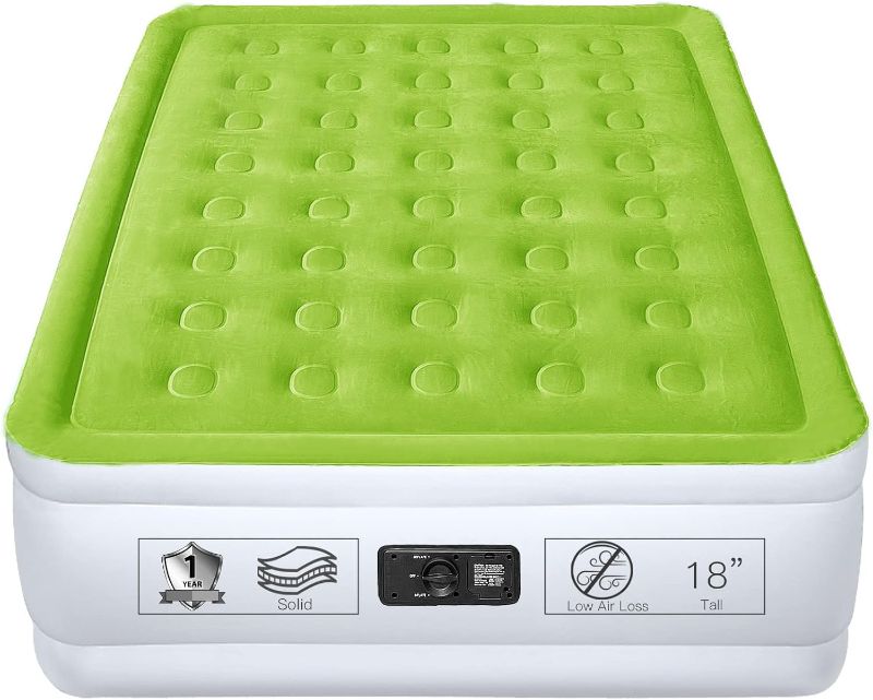 Photo 1 of YENING Full Size Air Mattress with Built in Pump Raised Double Blow up Bed Inflatable Camping Airbed Electric 18 Inch Tall 