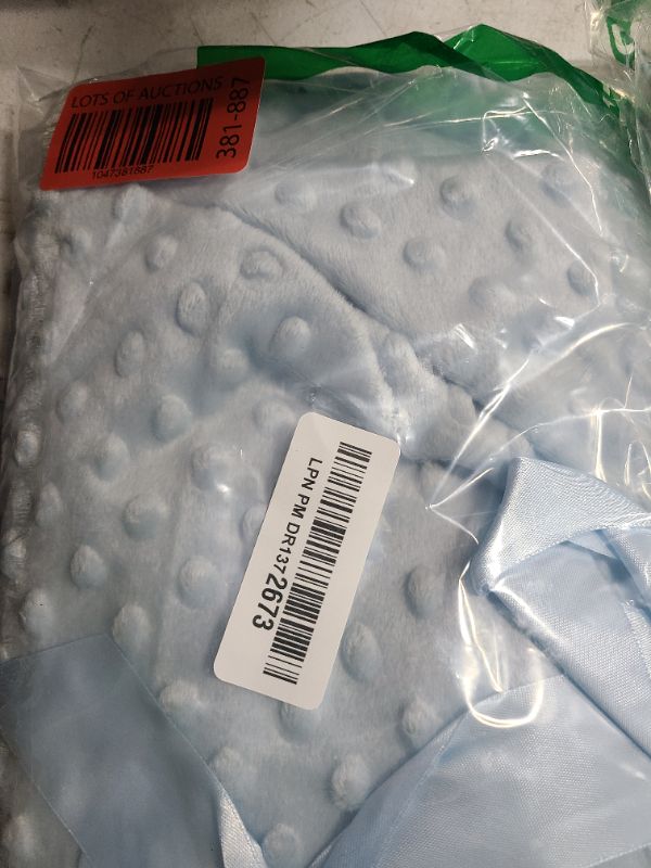 Photo 1 of American Baby Company Heavenly Soft Chenille Receiving Blanket, 2-Layer Design with Minky Dot & Silky Satin, Blue, 30" x 40" for Boys and Girls