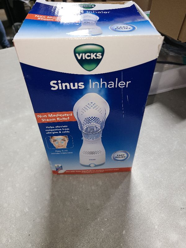 Photo 1 of Vicks Sinus Inhaler - Non-Medicated Steam Relief for Allergies, Congestion, Cough & Colds, Facial Steamer, Soothes Nasal & Throat Passages, Use with VapoPads (1 Included), FSA & HSA Eligible