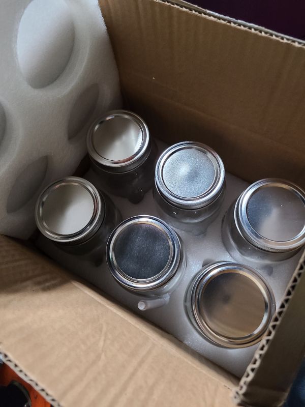 Photo 1 of [6 Pack] 16 oz. Regular-Mouth Glass Mason Jars with Metal Airtight Lids and Bands for 1 Pint Canning, Preserving, & Meal Prep