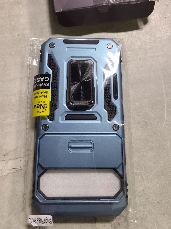 Photo 1 of DEERLAMN Case for Google Pixel 9 Pro XL with Slide Camera Cover+Screen Protector(1 Pack), Rotated Ring Kickstand Military Grade Shockproof Protective Cover-Light Blue