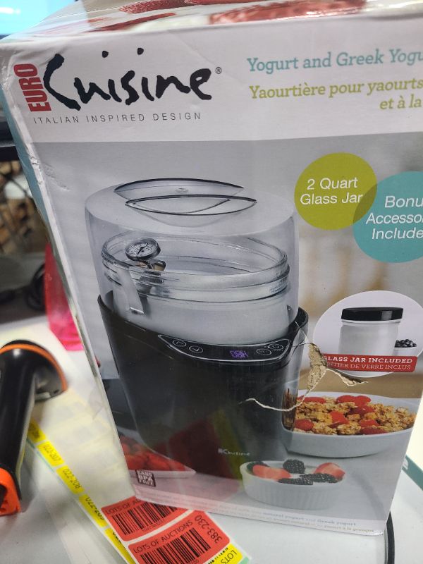 Photo 1 of Euro Cuisine YM360 Yogurt Maker with Adjustable Time & Temperature Control - 2-Quart Glass Jar, FREE Thermometer & Cotton Strainer Bag, 2025 Edition, Black, Make Yummy Organic Probiotic Yogurt at Home