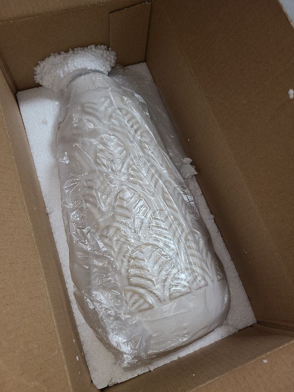 Photo 1 of 10 Inch White Ceramic Vase, Cute Flower Vase for Pampas Grass, Home, Living Room, Dining Table, Farmhouse, Office Decor, Bedroom, Table, and Kitchen Shelf