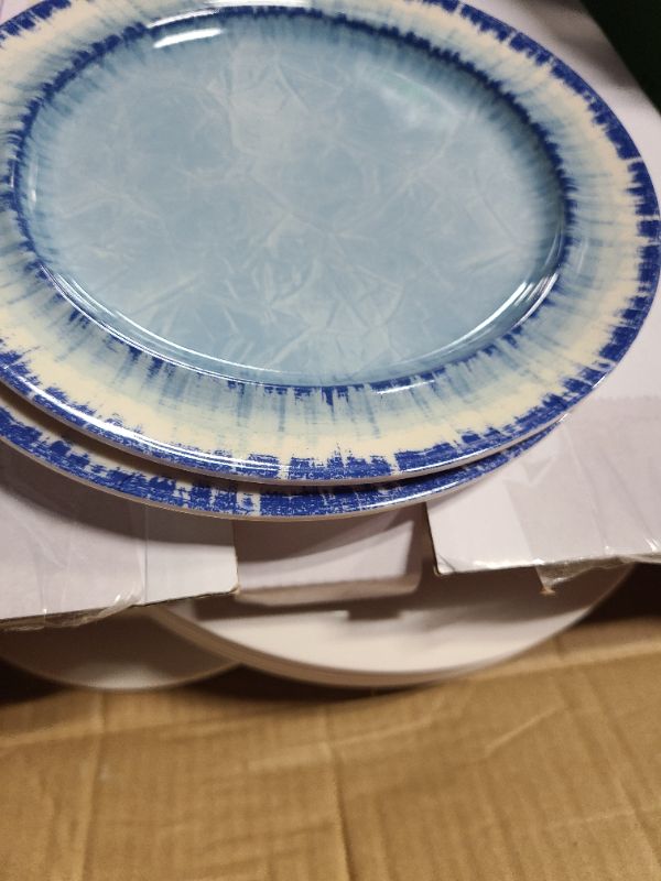 Photo 1 of AELS Melamine Dinnerware Set of 18 Pcs Dinner Dishes Set, Lightweight Unbreakable for Indoor and Outdoor Use, BPA Free, Dishwasher Safe, Light Blue