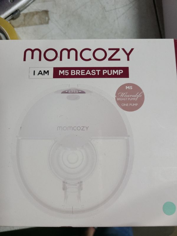 Photo 1 of Momcozy Breast Pump Hands Free M5, Wearable Breast Pump of Baby Mouth Double-Sealed Flange with 3 Modes & 9 Levels, Electric Breast Pump Portable - 24mm, 1 Pack Mint