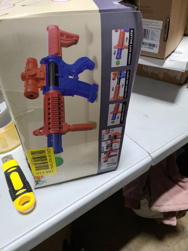 Photo 1 of Shooting Games Toys for Age 5 6 7 8 9 10+ Year Old Boys, Kids Toy Sports & Outdoor Game with Moving Shooting Target & 2 Popper Air Toy Guns & 24 Foam Balls, Gifts for Boys and Girls