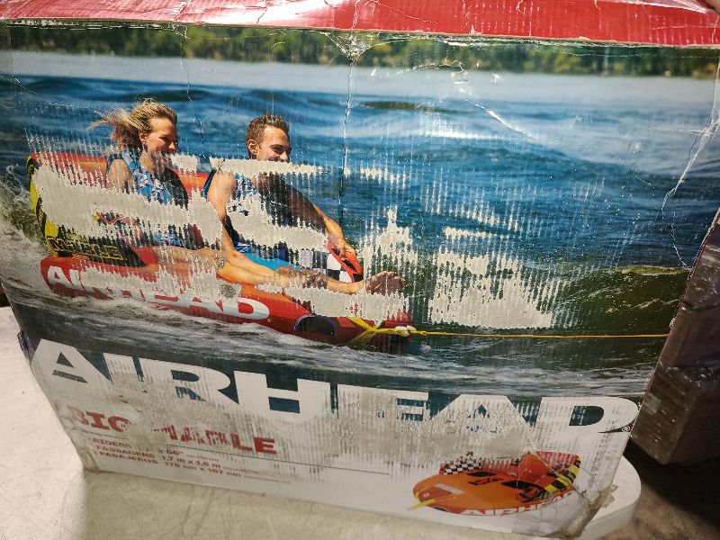 Photo 1 of Airhead Big Mable, 1-2 Rider - Inflatable Towable Tube for Boating and Water Sports, Heavy Duty Full Nylon Cover & Zipper with EVA Foam Padding, Easy Inflating & Deflating