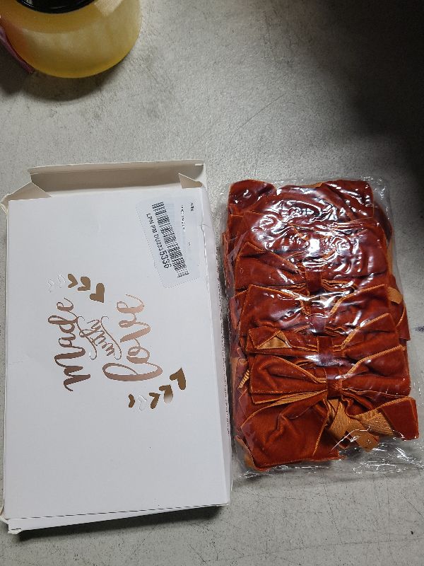 Photo 1 of AIMUDI Orange Velvet Bows 4" Christmas Bows for Gift Wrapping Velvet Bows for Christmas Tree, Holiday Crafts, Wreath, Garland, Staircase, Home Outdoor Winter Christmas Decorations, 12 PCs