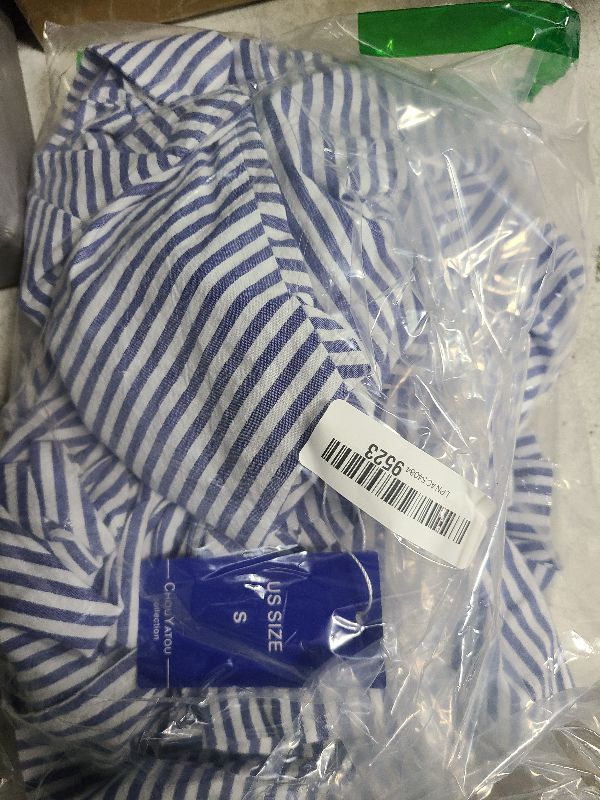 Photo 1 of chouyatou Women's Casual Long Sleeve Button Down Loose Striped Cotton Maxi Shirt Dress (Small, Blue)