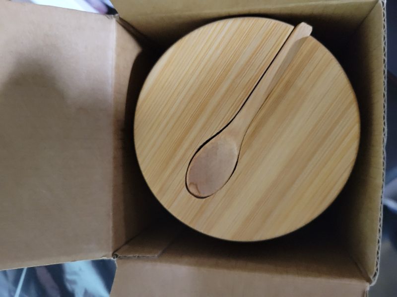 Photo 1 of 3-Tier Bamboo Salt Cellar with Magnetic Lid and Spoon - Ideal for Celtic Sea Salt, Redmond Real Salt, and Salt and Pepper Bowls