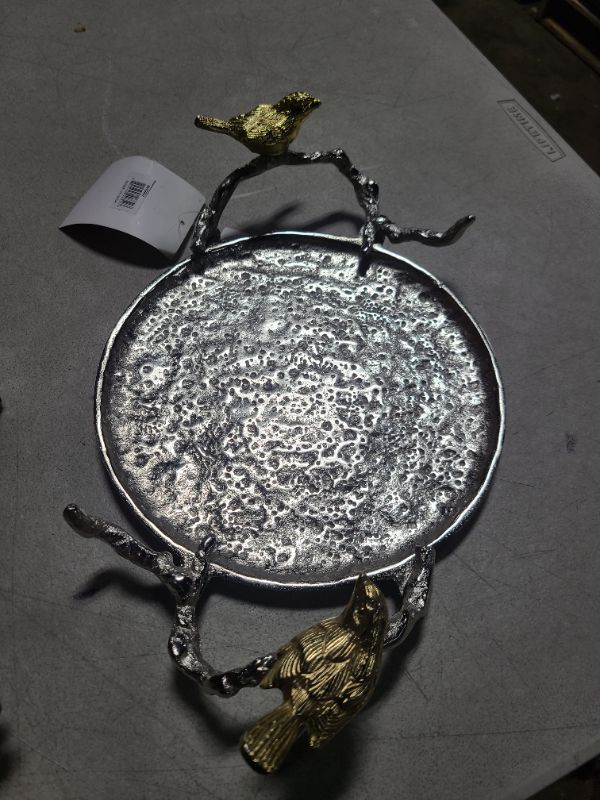 Photo 1 of A&B Home Handles and Birds Adorning Aluminum Serving Platter Tray
