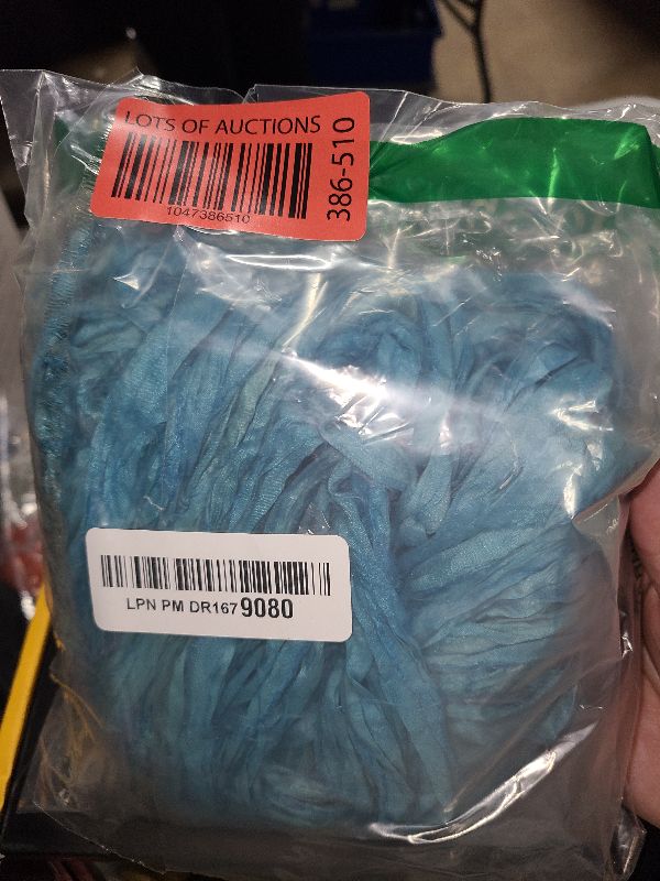 Photo 1 of 100g Recycled Sari Silk Ribbon Yarn, Jewelry Making Trim - Blue Mix