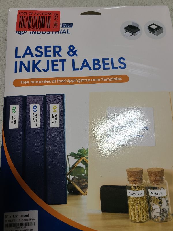 Photo 1 of 3" X 1.5" Matte White Printable Labels Compatible with Inkjet and Laser Printers - 30 Sheets, 420 Total Stickers for Bottles, Product Labeling, Mailing - Spartan Industrial