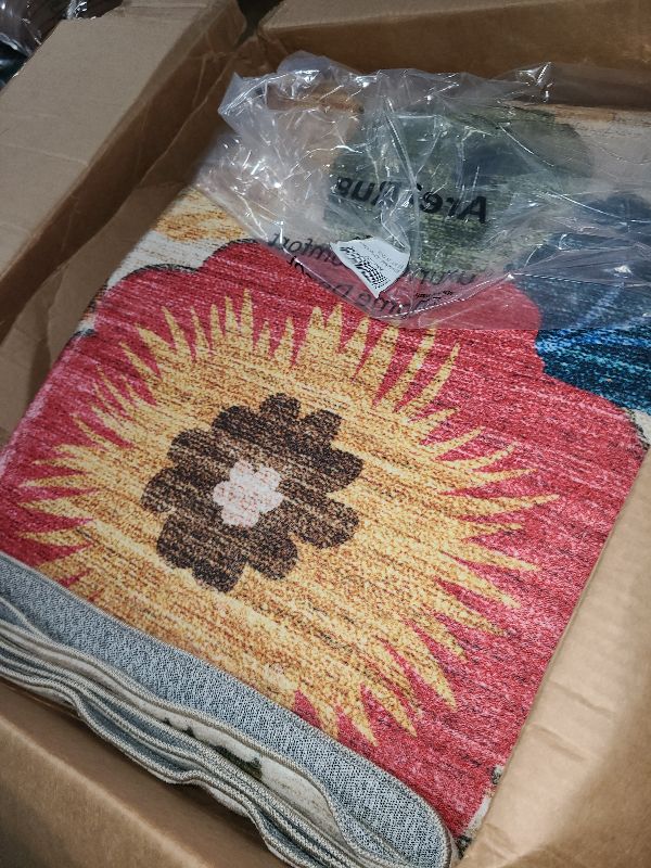 Photo 1 of 8x10 Area Rugs for Living Room: Washable Rug Stain Resistant Distressed Vintage Floral Rug Non Slip Low Pile Faux Wool Soft Large Area Rugs for Bedroom Bedside Farmhouse Dining Room Kids Nursery