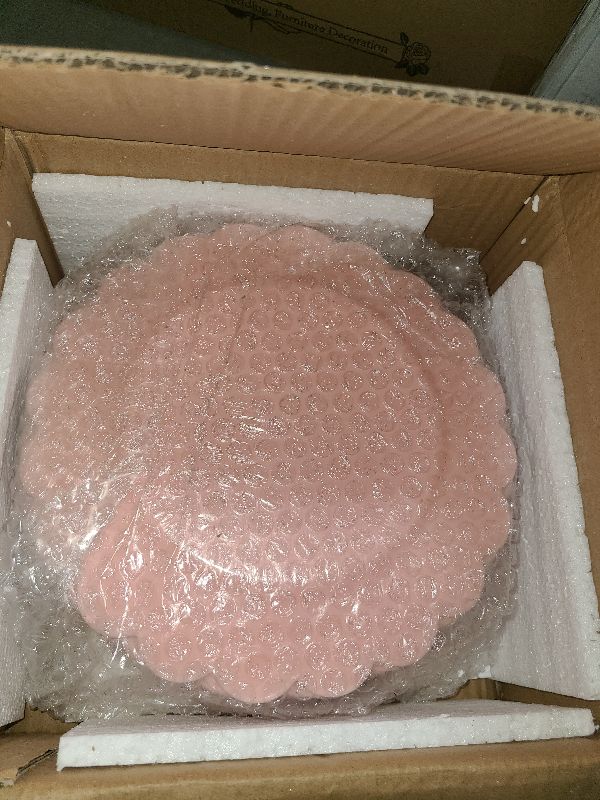 Photo 1 of 50 Pack Pink and Gold Plastic Plates, 9 Inch Scalloped Plates with Gold Rim for Birthday Party, Baby Shower