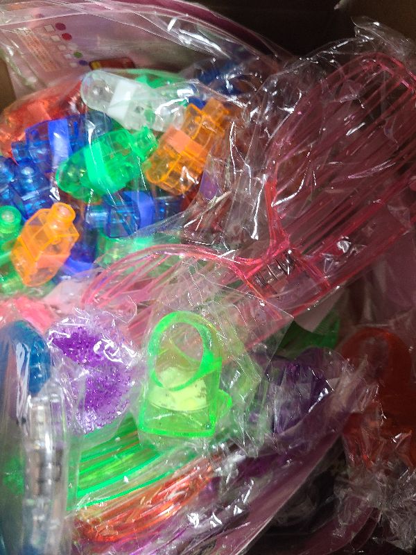 Photo 1 of 78PCs LED Light Up Toy Party Favors/Supplies Bulk Glow In The Dark For Adult Kids Birthday Halloween With 50 Finger Light, 12 Jelly Ring, 6 Flashing Glasses, 5 Bracelet, 5 Fiber Optic Hair Light
