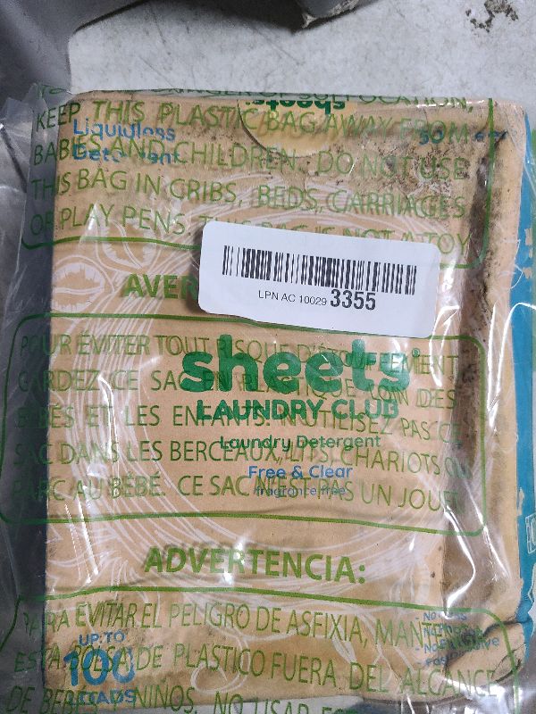 Photo 1 of Sheets Laundry Club Laundry Detergent Sheets, 100 Loads - Fragrance Free Scent, Eco-Friendly, Quick-Dissolving Formula, Hypoallergenic, Septic Safe, Plastic-Free Packaging - 50 Sheets